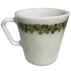 Pyrex Coffee Mug Crazy Daisy Green Floral Milk Glass Vtg 3.5" Pick Quantity MCM